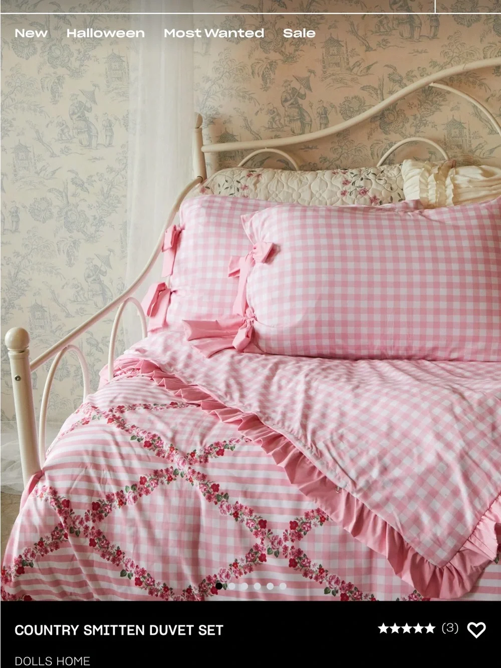 Pink Gingham Floral Quilt Full Duvet Cover Set - Classic Cottage Bedding